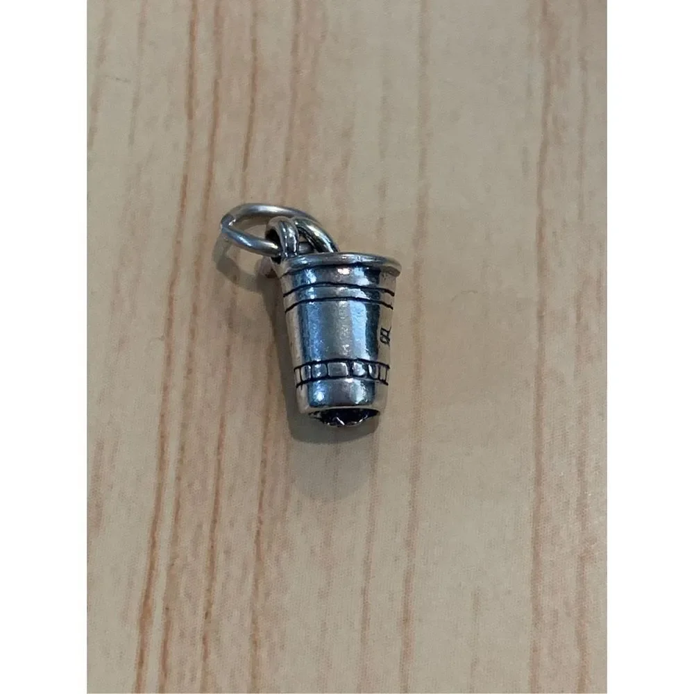 .925 Drinking Cup with Straw Sterling Silver Jewelry Charm